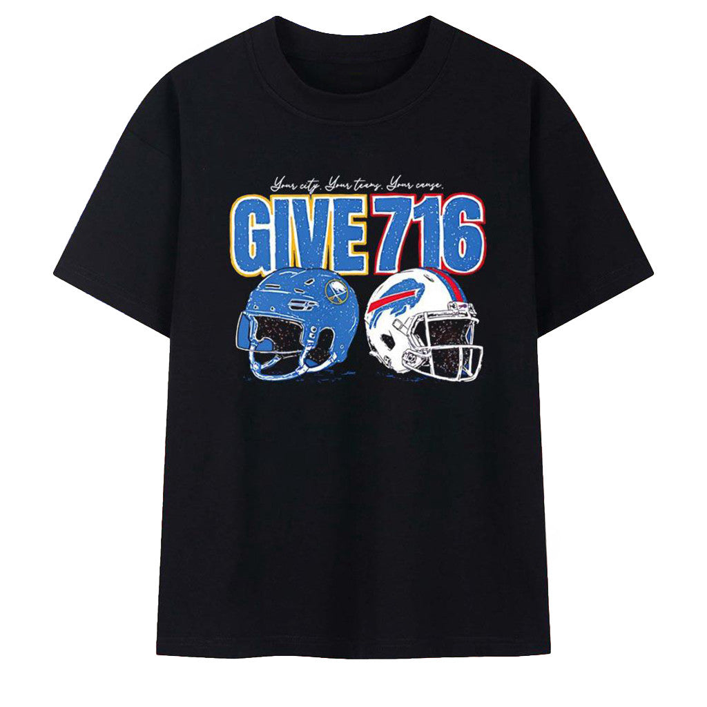 Give 716 Buffalo Sabres and Buffalo Bills Your City Your Teams Your Cause Shirt Sport Fan Gifts - Merchluma