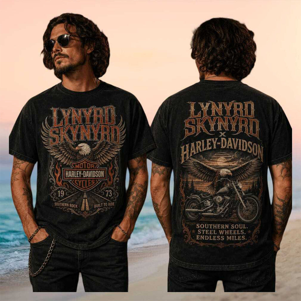 Lynyrd Skynyrd Harley Davidson Tour 2026 Vintage T-Shirt Lynyrd Skynyrd Merch Gift For Rock Fan - Merchluma