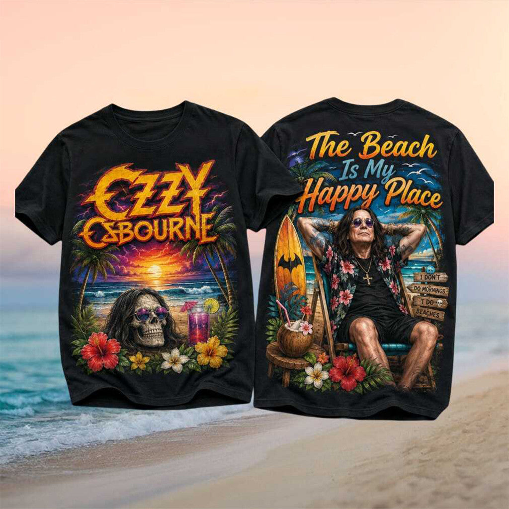Ozzy Osbourne The Beach Is My Happy Place T-Shirt Ozzy Osbourne Merch Summer Gifts - Merchluma
