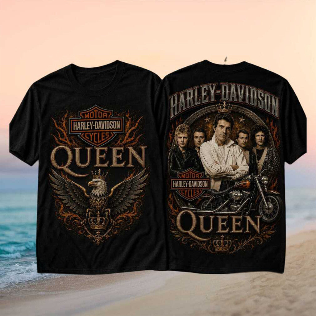 Queen 1977 Live In Concert Vintage T-Shirt Motorcycles Harley DavidSon Shirt Queen Band Merch - Merchluma