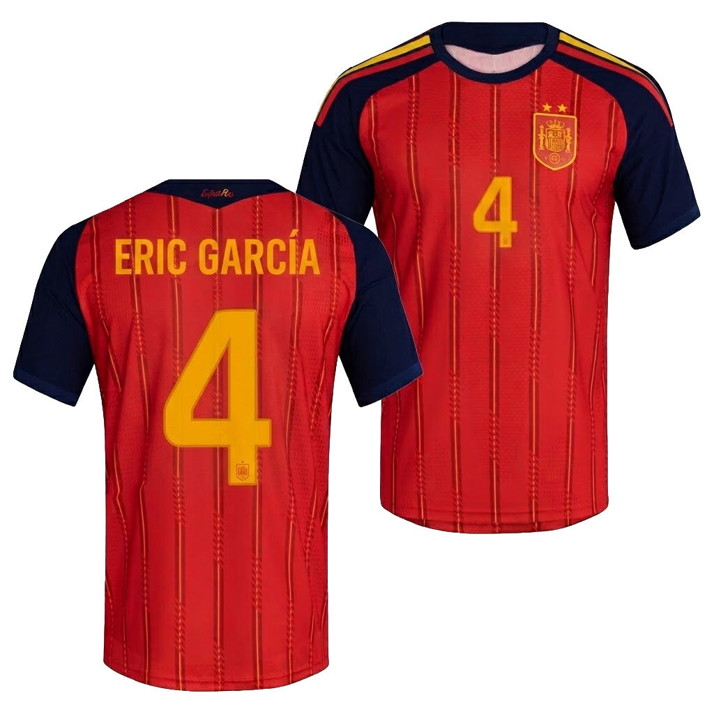 Eric Garcia Jersey Shirt #4 Spain 2-STAR World Cup 2026 Champions Merch FIFA WC Winner Apparel - Merchluma