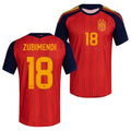 Martin Zubimendi Jersey Shirt Spain 2-STAR World Cup Champions 2026 Merch #18 Home Jersey Red - Merchluma