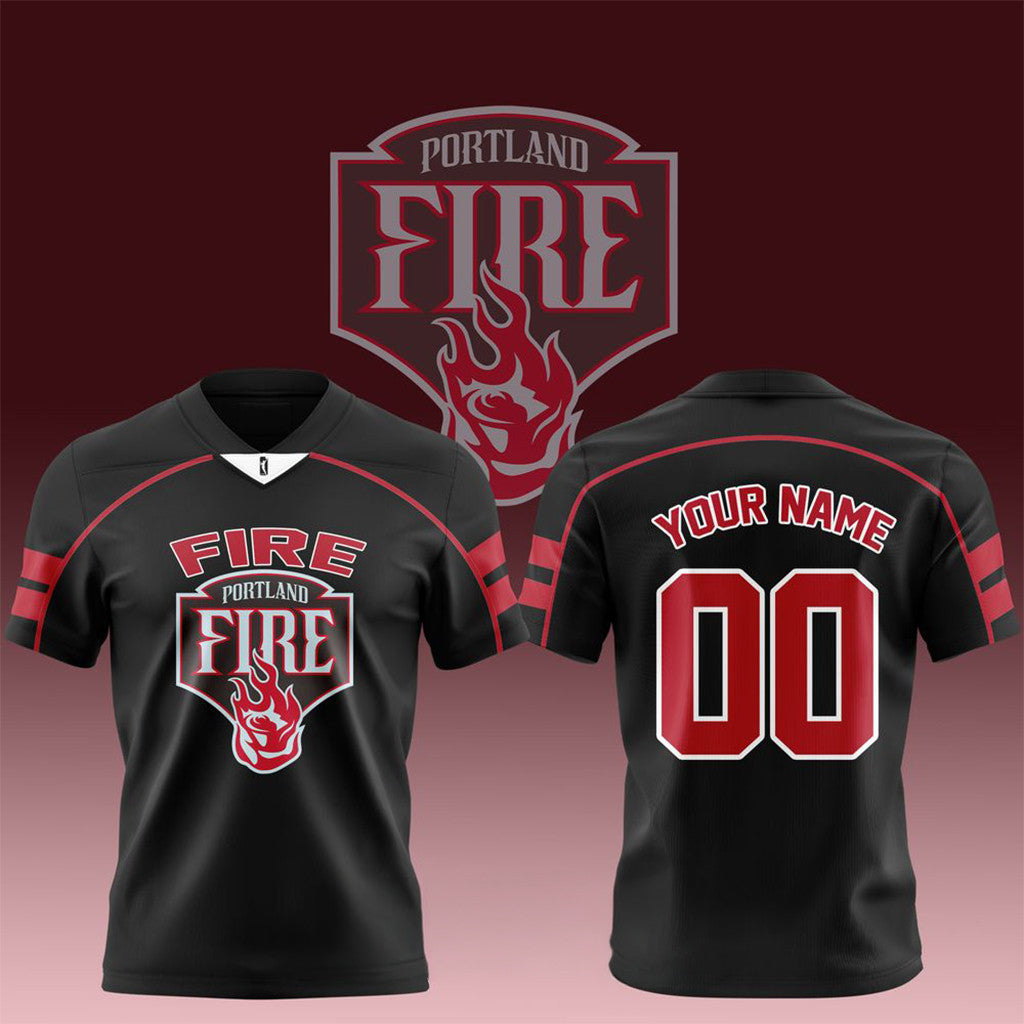 Personalized Portland Fire WNBA 2026 Black Football Jersey Portland Fire Merch Fan Gifts - Merchluma