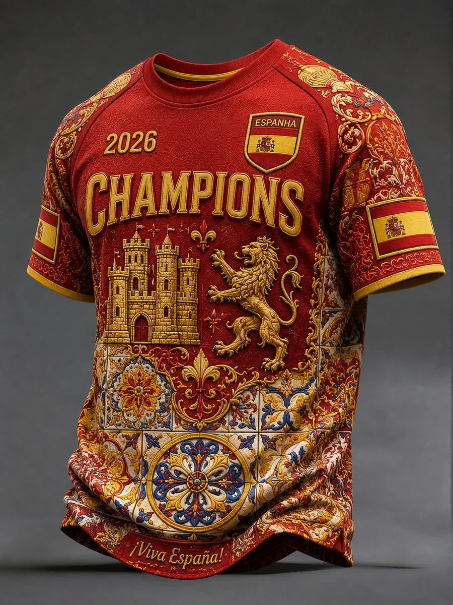Spain World Cup 2026 Champions Merch Red Spain Football Champions T-Shirt WC 26 Fan Apparel - Merchluma