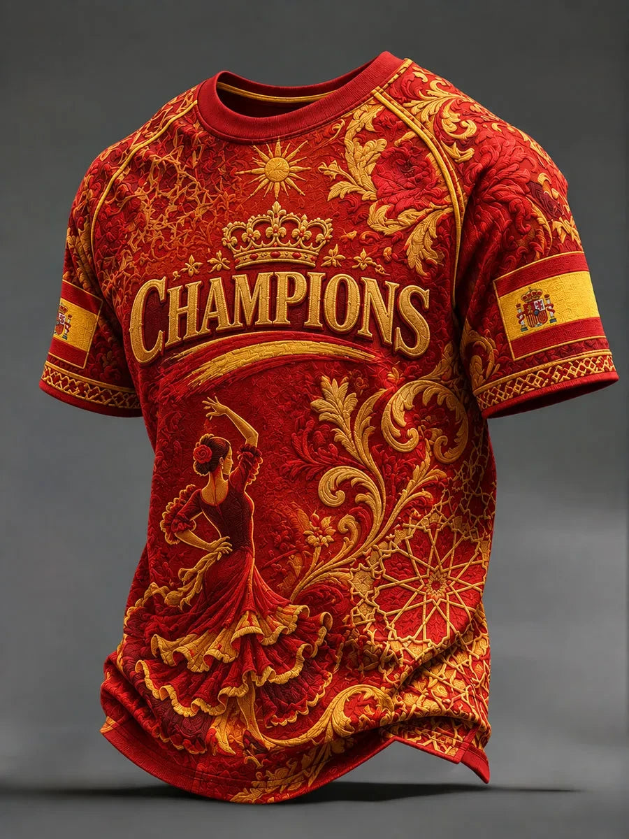 Spain World Cup 2026 Champions Merch Spain Champions FIFA WC 26 T-Shirt Red Football Fan Gear - Merchluma