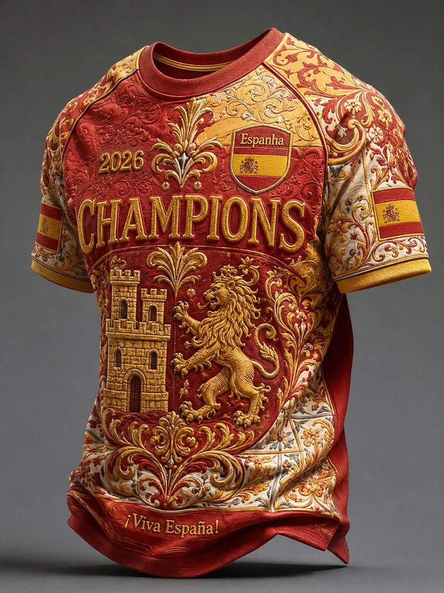 Spain World Cup 2026 Champions Merch Spain Champions T-Shirt Red Football Fan Clothing Men - Merchluma
