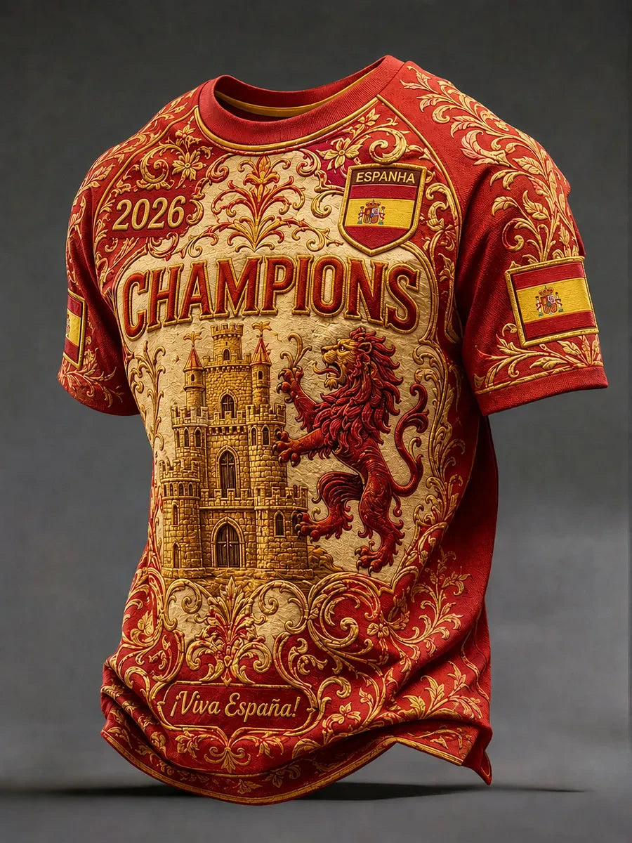 Spain World Cup 2026 Champions Merch Spain Football Champions WC 26 T-Shirt Red Fan Apparel - Merchluma