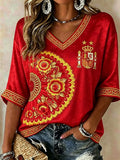 Spain World Cup 2026 Champions Merch Spain Champion Floral Crop Sleeves V-Neck Shirt Wife Gifts - Merchluma