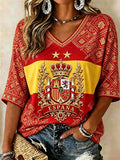 Spain World Cup 2026 Champions Merch Spain Football Champion Crop Sleeves V-Neck Shirt Fan Gear - Merchluma