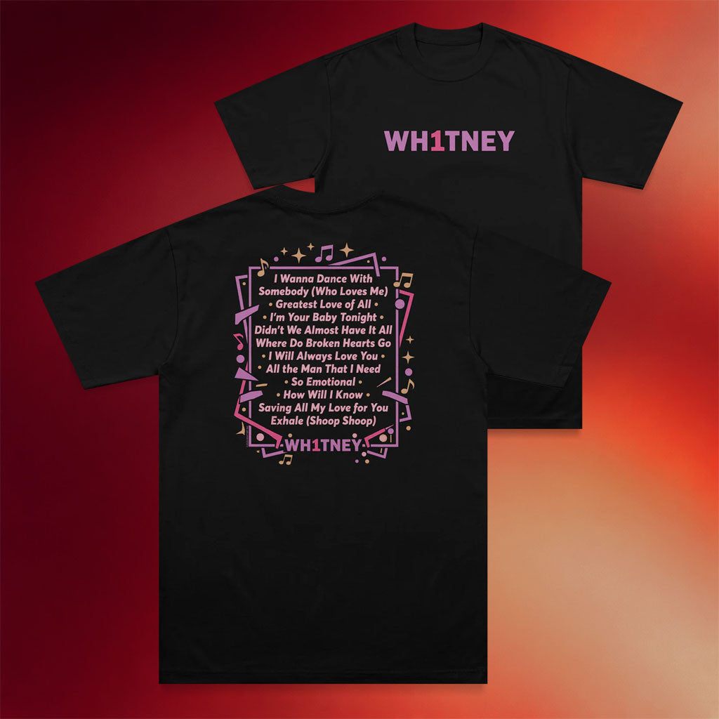Whitney Houston Merch 2026 WH1TNEY Track List T-Shirt Birthday Gifts For Music Lovers - Merchluma