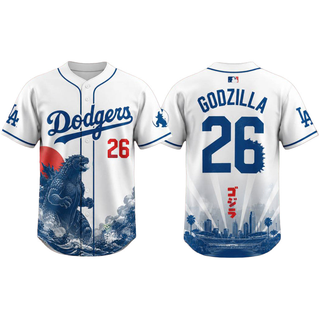 Los Angeles Dodgers Godzilla Minus Zero Night 2026 Baseball Jersey LA Dodgers Merch Fan Gifts - Merchluma