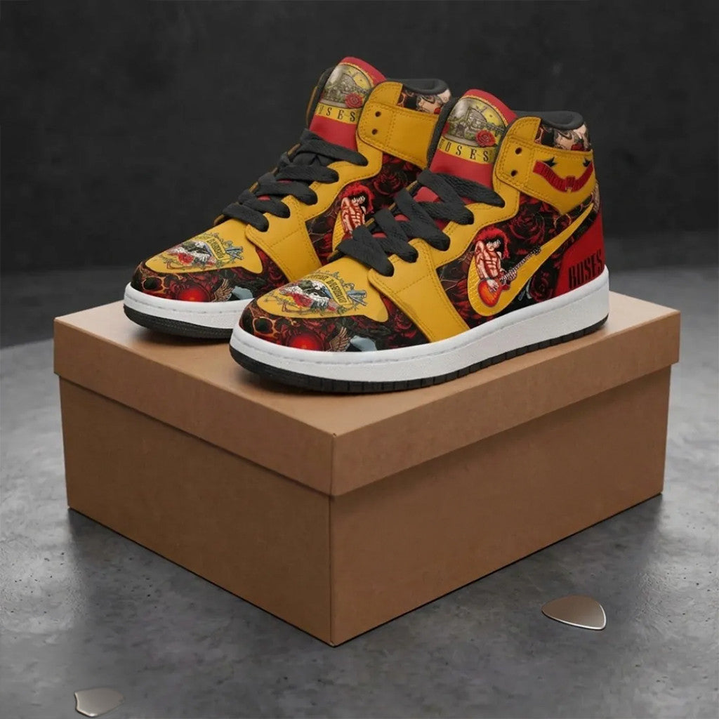 Guns N Roses Rock Band High Top Shoes Sneakers 2026 GNR Merch Present For Music Lovers - Merchluma