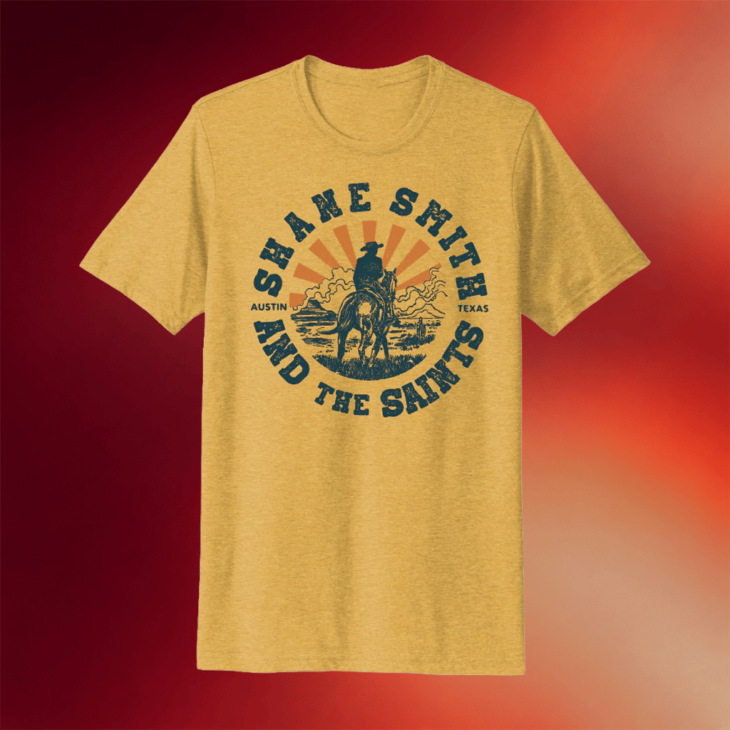 Shane Smith And The Saints Merch 2026 Cowboy Sunset T-Shirt Cool Gifts For Music Lovers - Merchluma