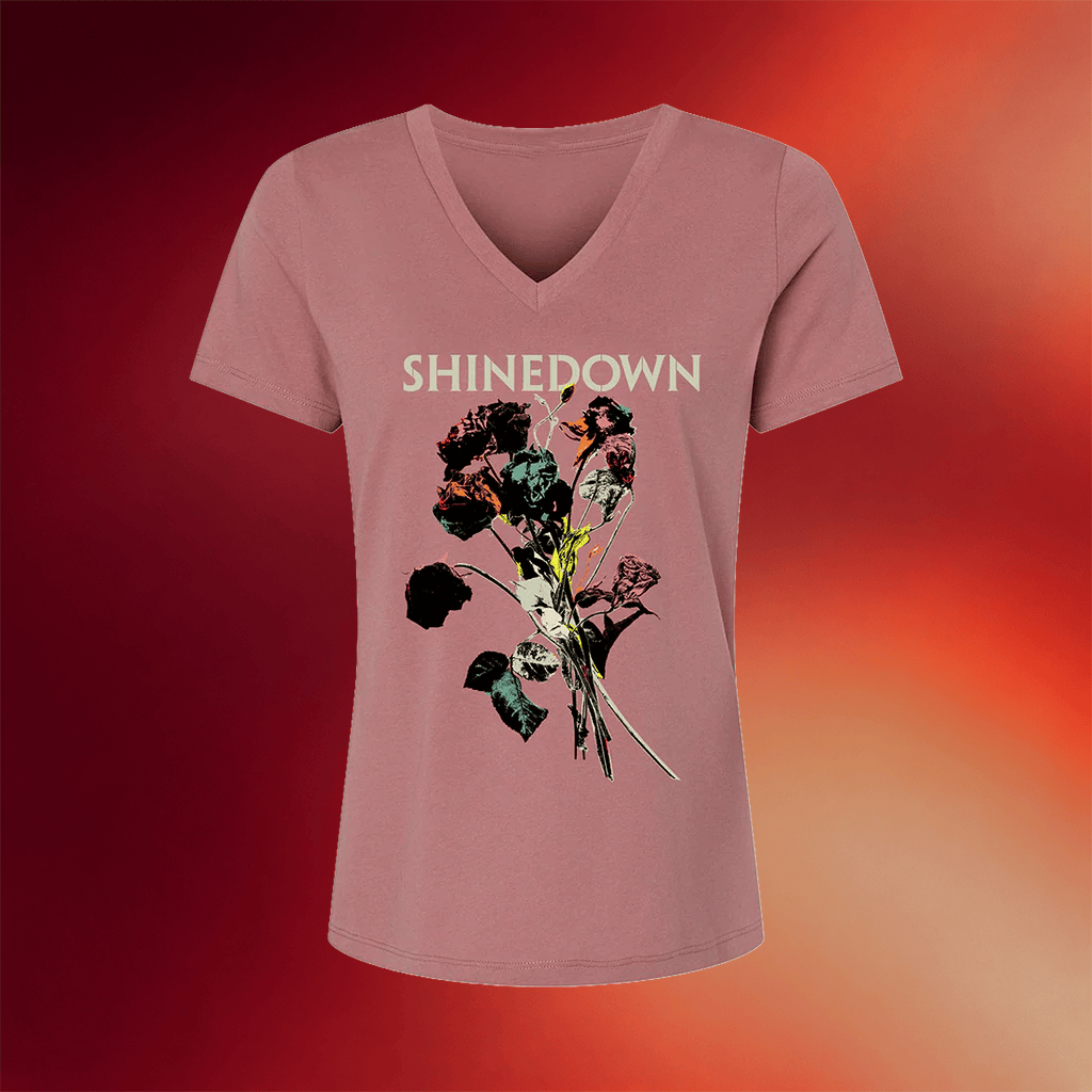 Shinedown Merch 2026 EI8HT Ladies V-Neck T-Shirt Shinedown Shirt Gifts For Rock Lovers - Merchluma