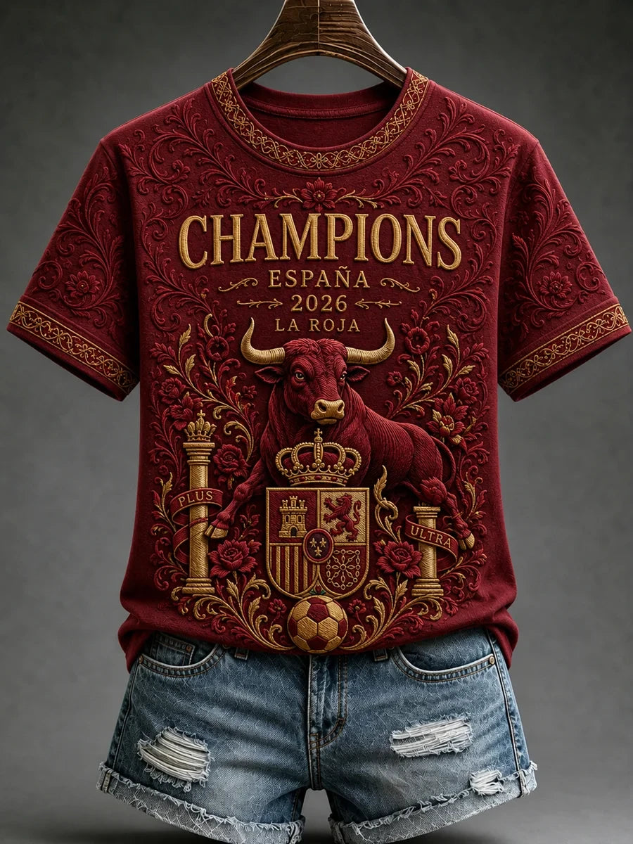 Spain World Cup 2026 Champions Merch Espana Champions La Roja T-Shirt Football Fan Gift For Her - Merchluma