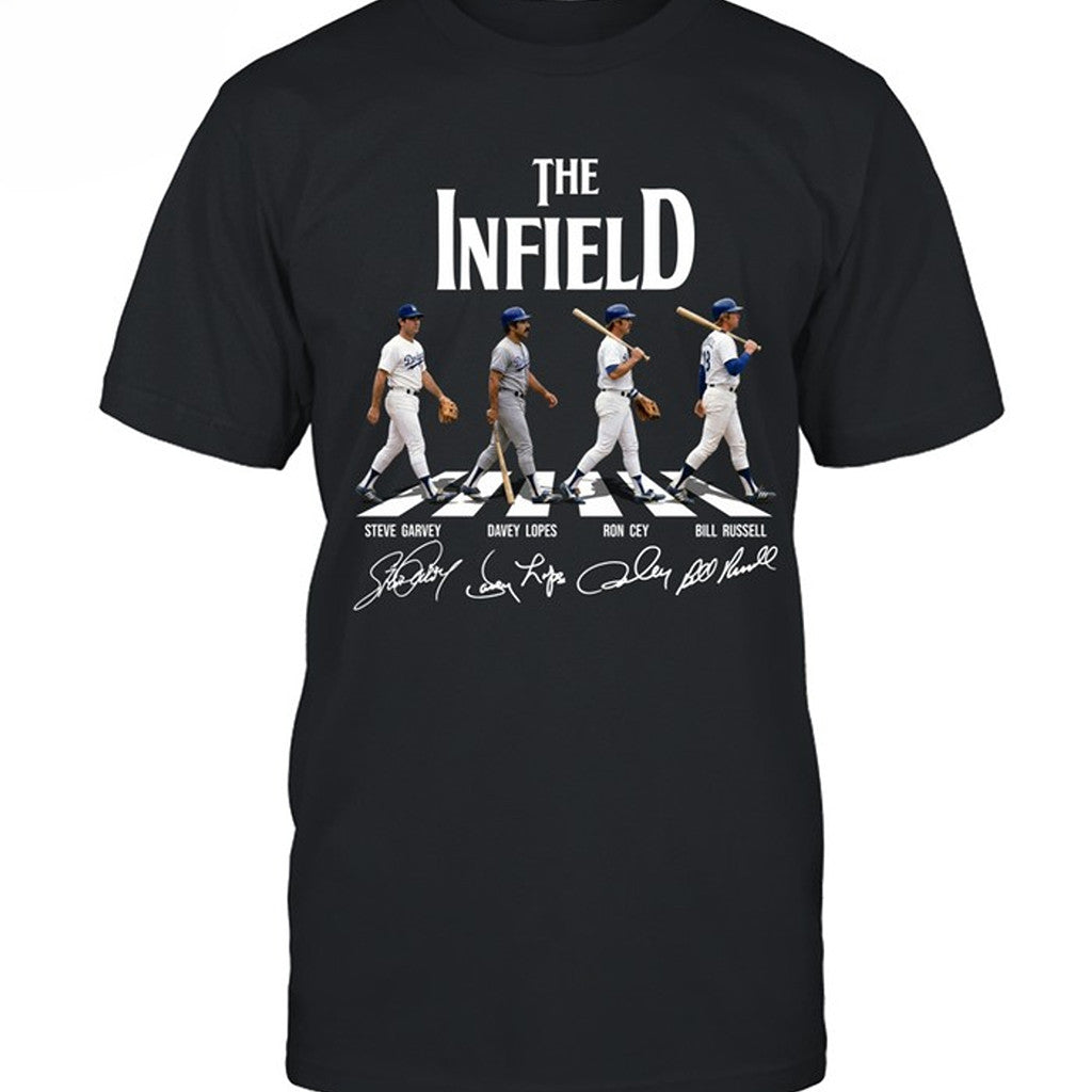 Abbey Road Los Angeles Dodgers The Infield Signature T-Shirt Dodgers Merch Baseball Fan Gifts - Merchluma