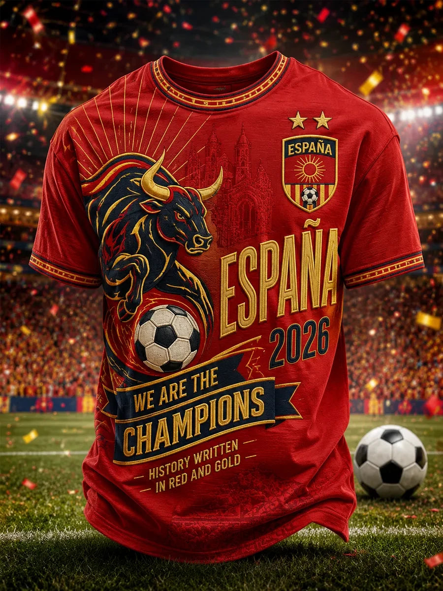 Spain World Cup 2026 Champions Merch We Are The Champions Shirt History Written In Red And Gold - Merchluma