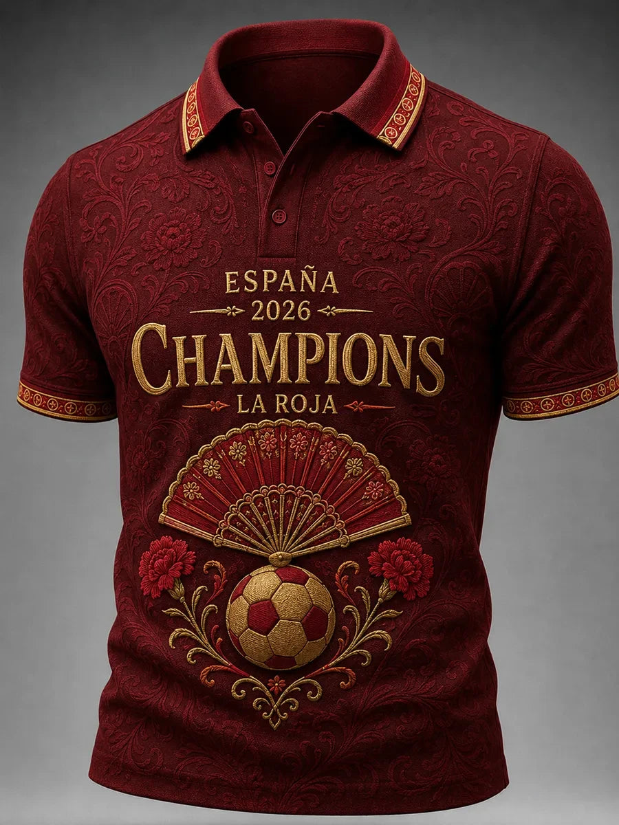 Spain World Cup 2026 Champions Merch Espana Champions Polo Shirt La Roja Football Fan Gear Mens - Merchluma