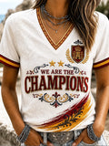 Spain World Cup 2026 Champions Merch We Are The Champions V-Neck Shirt Best Gifts For Her - Merchluma