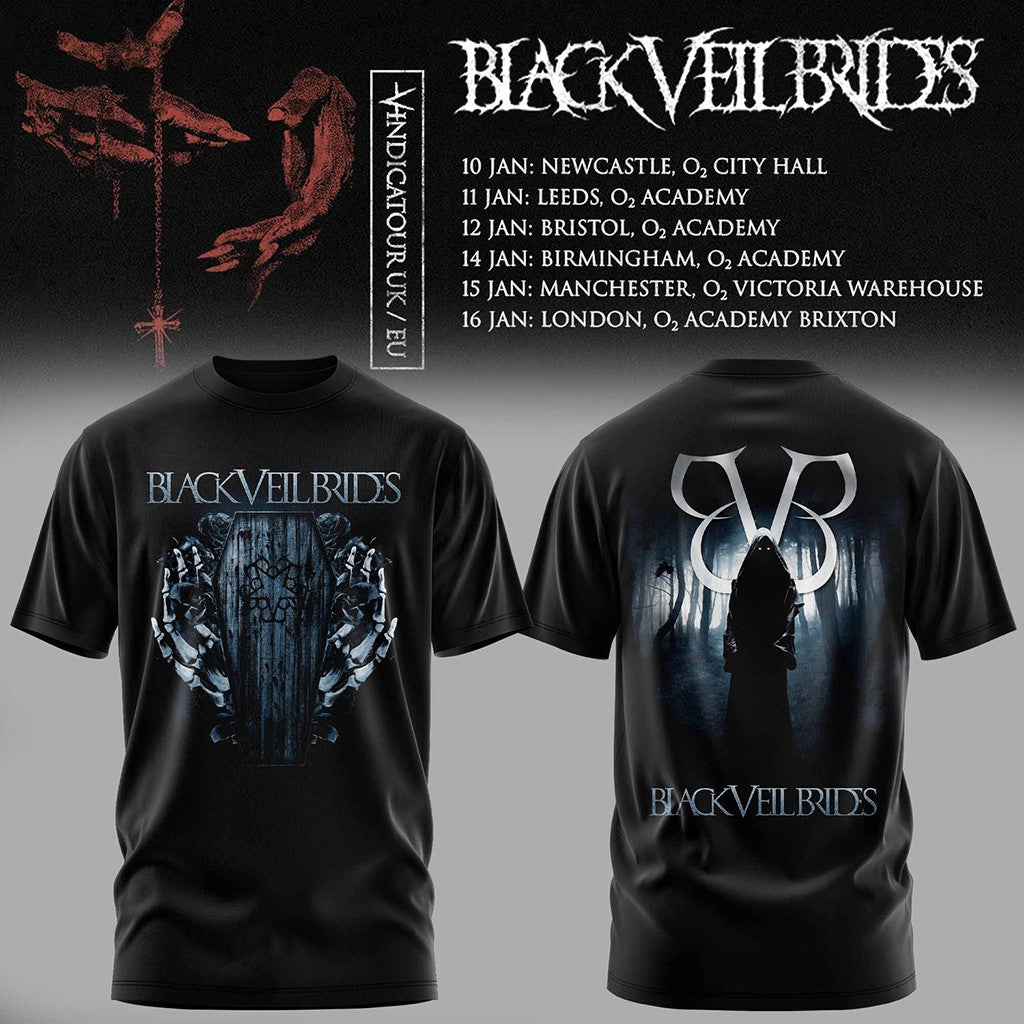 Black Veil Brides UK Tour 2026 T-Shirt Black Veil Brides Merch Gift Ideas For Rock Lovers - Merchluma