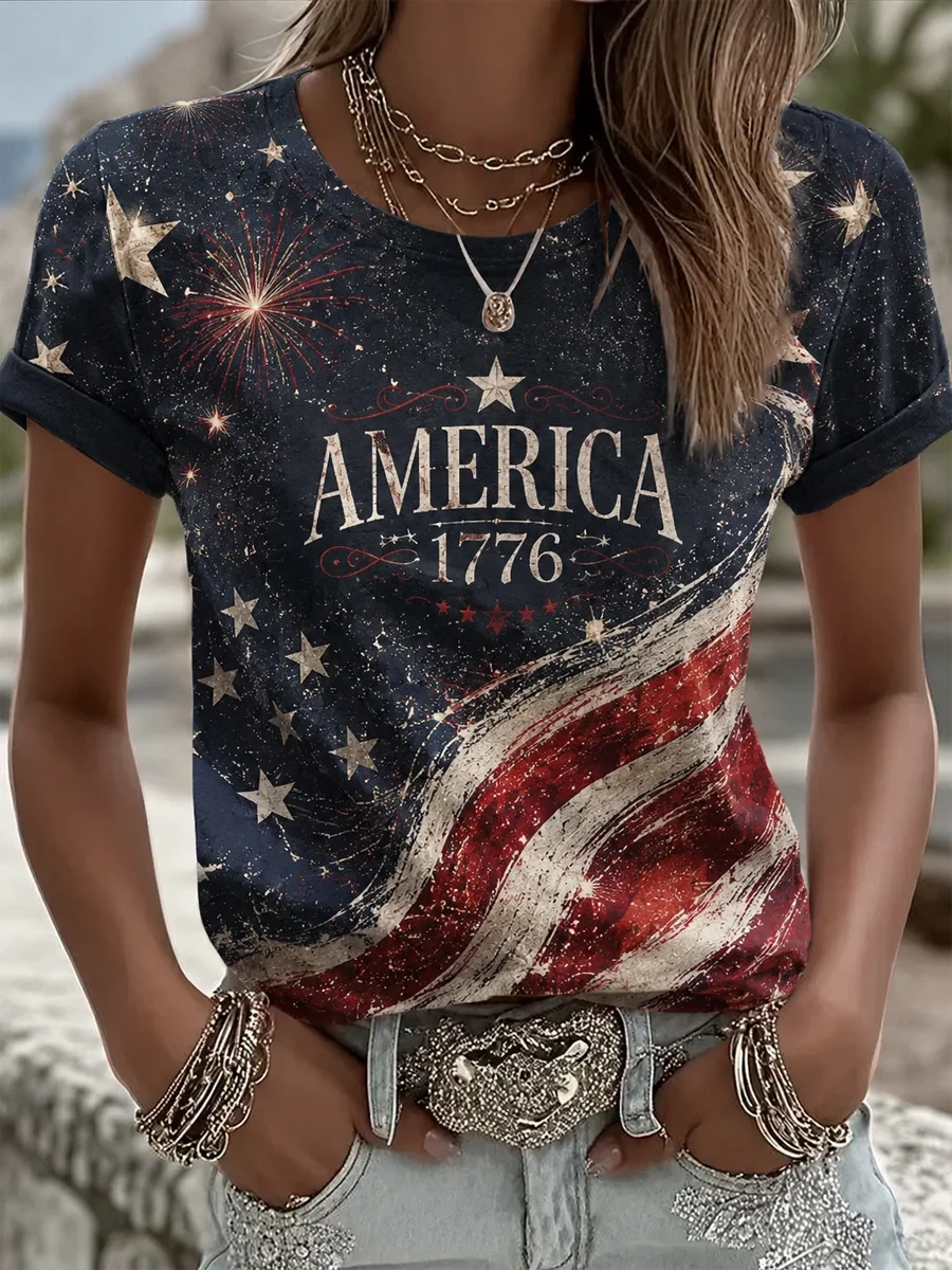 America 1776 American Flag T-Shirt 1776 Liberty Merch Independence Day Patriot Gift - Merchluma