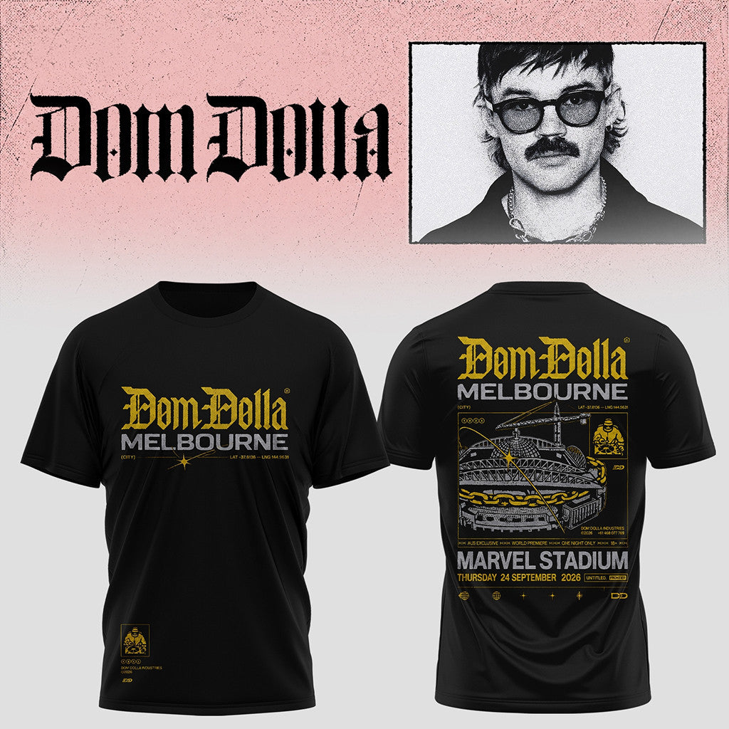 Dom Dolla Merch 2026 Dom Dolla Melbourne Tour T-Shirt Black Gifts For Music Lovers - Merchluma