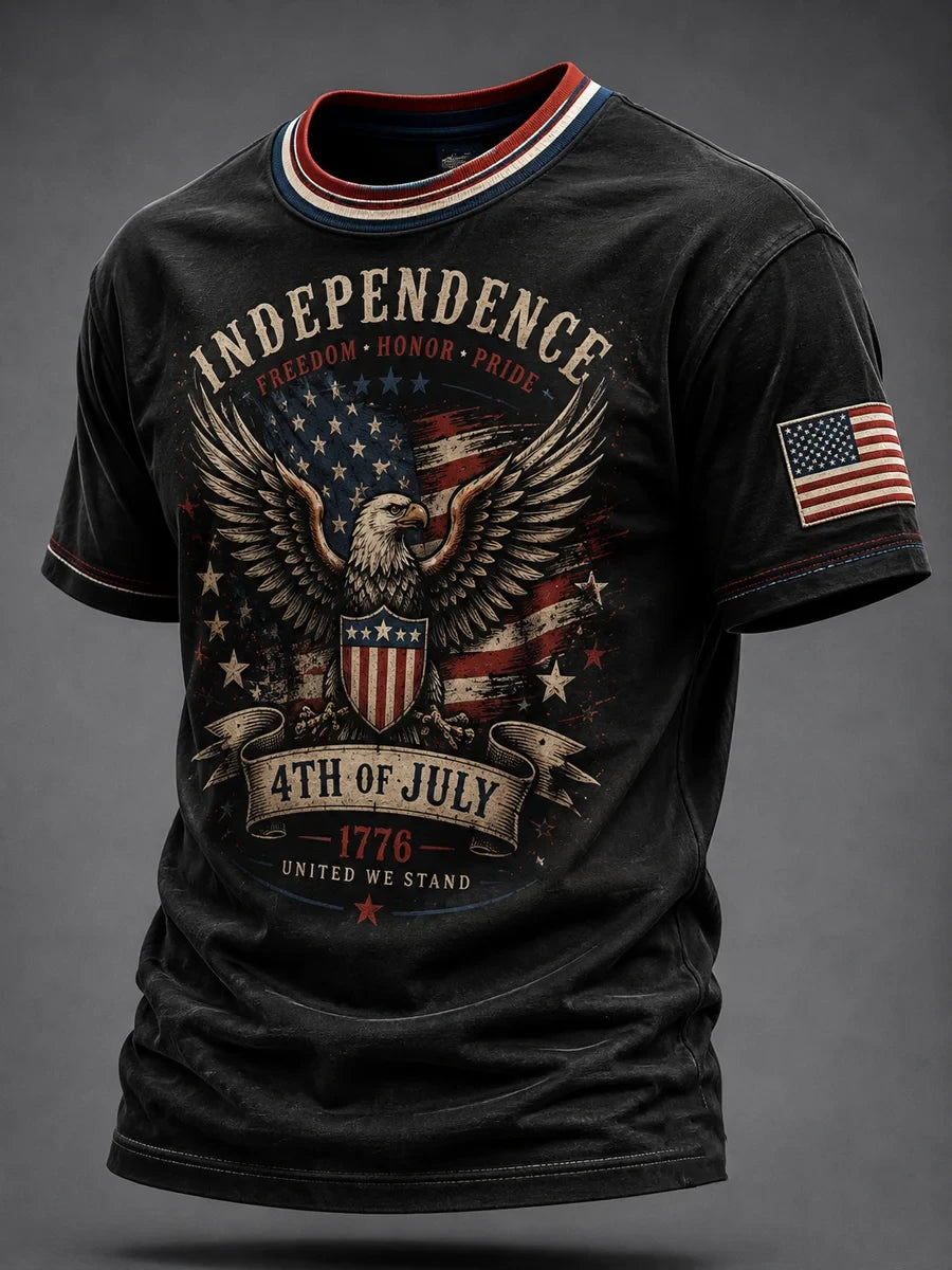 Independence American Flag Eagle T-Shirt 4th Of July 1776 Merch United We Stand Gift - Merchluma