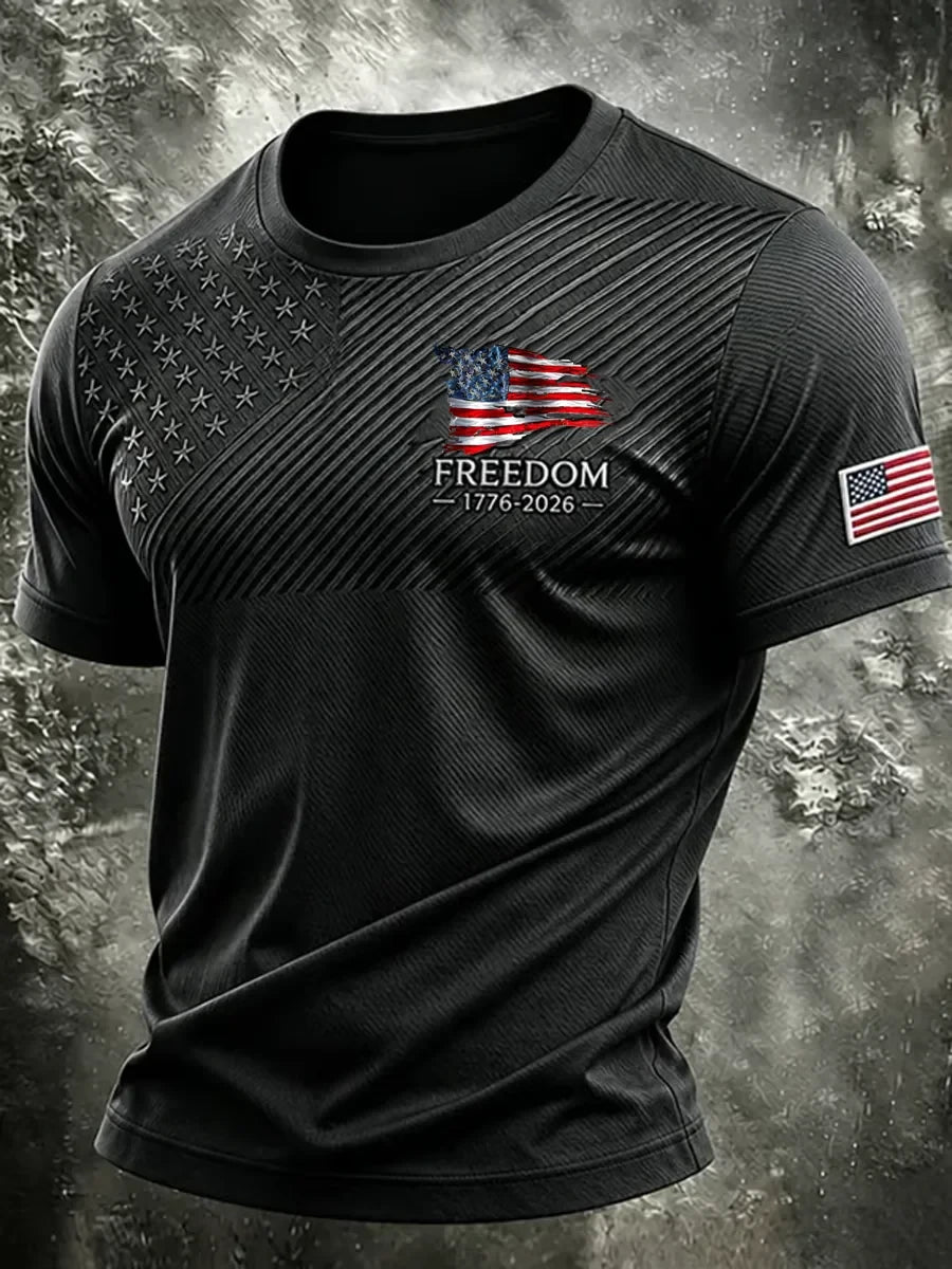 Freedom 1776-2026 American Flag T-Shirt United States Of America Merch Veterans Day Gift - Merchluma