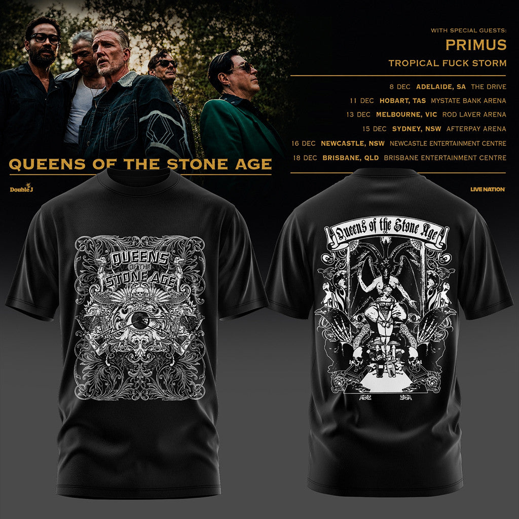 Queens Of The Stone Age 2026 Australia Tour T-Shirt QOTSA Merch Best Gift For Rock Band Fans - Merchluma