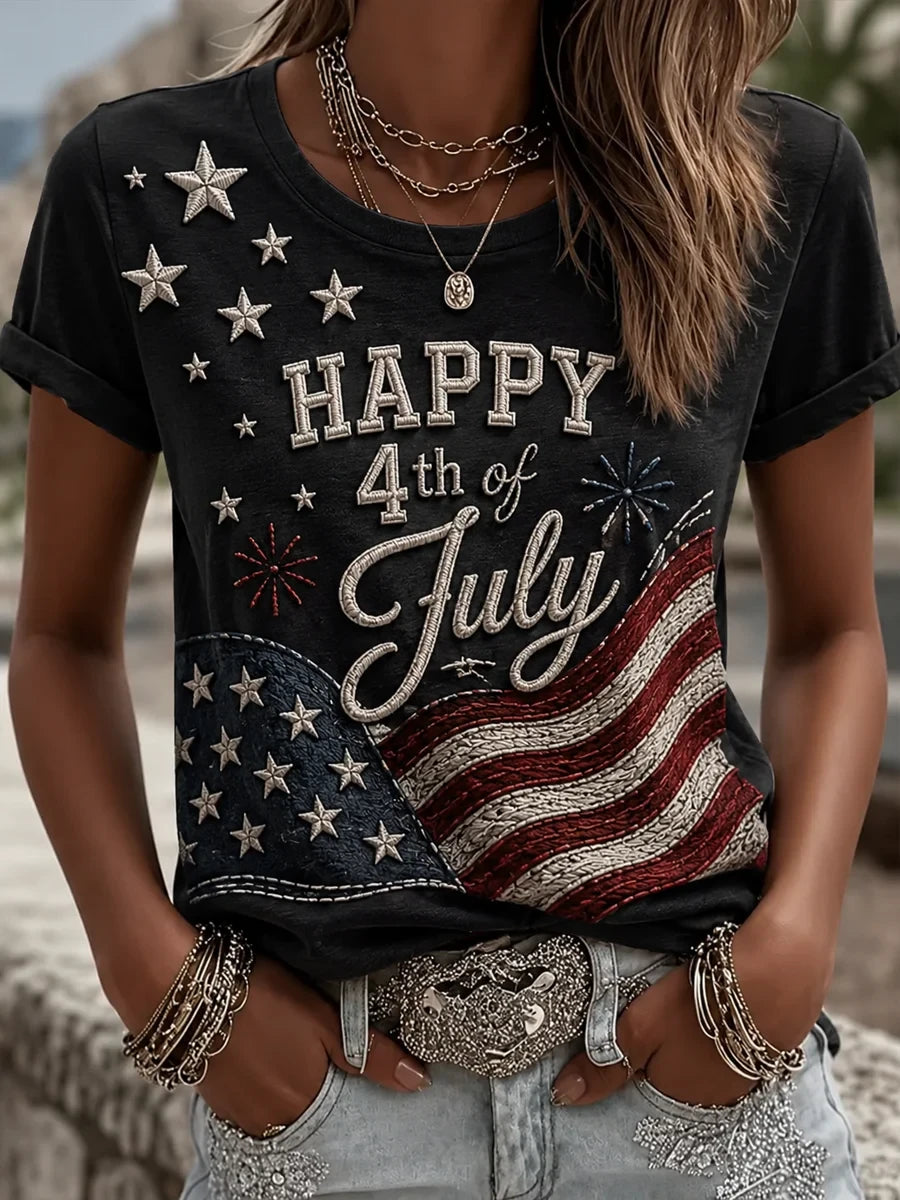 Happy 4th Of July T-Shirt American Flag Merch Beautiful Freedom Veteran Gift - Merchluma