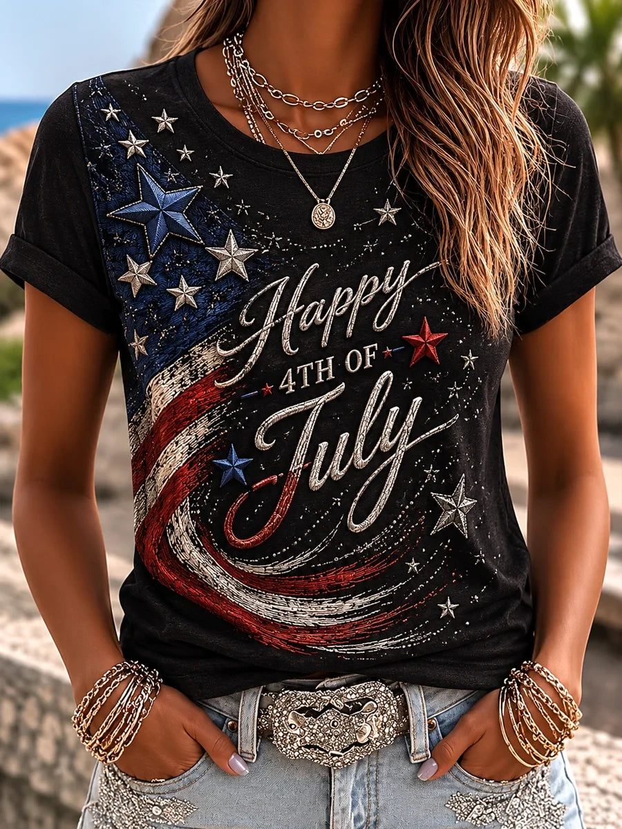 Happy 4th Of July T-Shirt USA 1776 2026 American Merch Wonderful American Liberty Gift - Merchluma