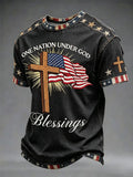 One Nation Under God American Flag Cross T-Shirt USA 1776 2026 Merch Perfect Patriots Gift - Merchluma