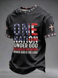 One Nation Under God USA Cross T-Shirt Blessed Is The Nation Merch Proud American Patriots Gift - Merchluma