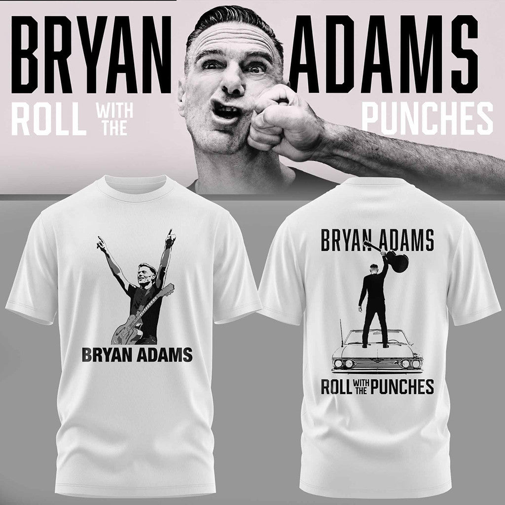 Bryan Adams Merch 2026 Roll With The Punches Tour T-Shirt White Gifts For Music Lovers - Merchluma