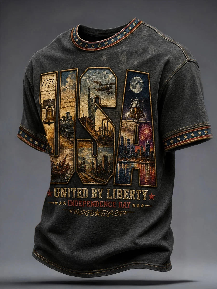 USA United By Liberty T-Shirt Independence Day Merch National Pride Freedom Gift - Merchluma
