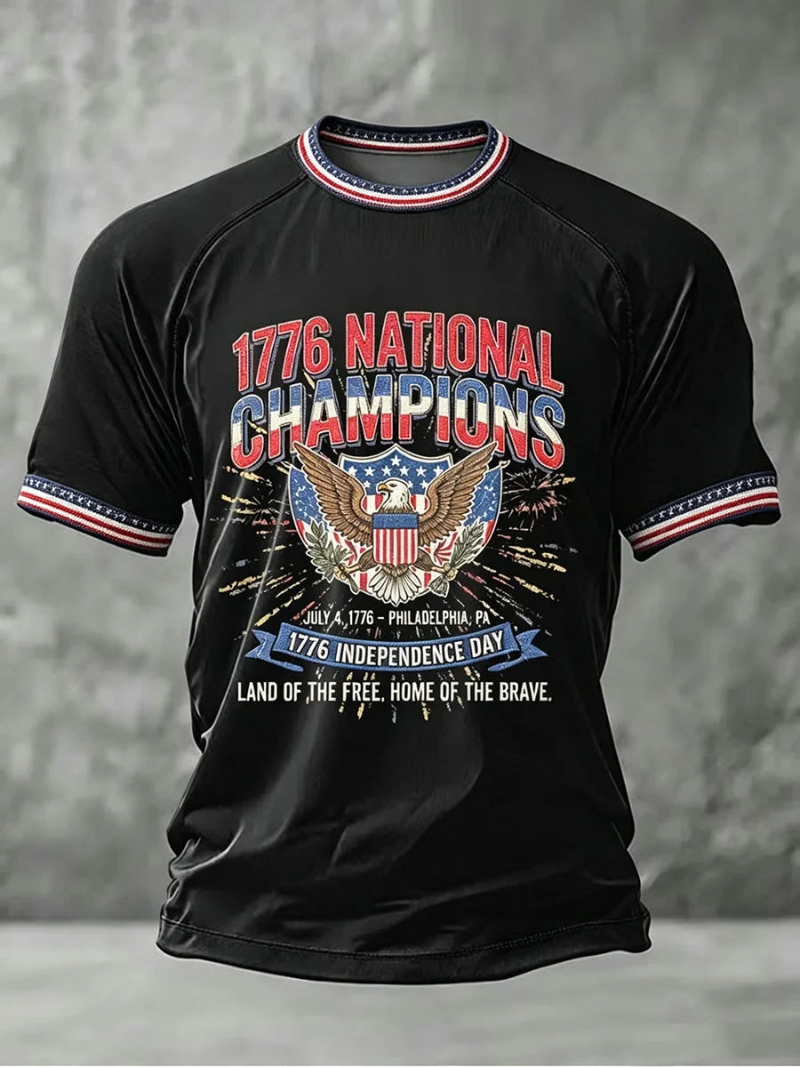 1776 National Champions Patriotic Eagle T-Shirt 1776 Independence Day Merch USA Freedom Gift - Merchluma