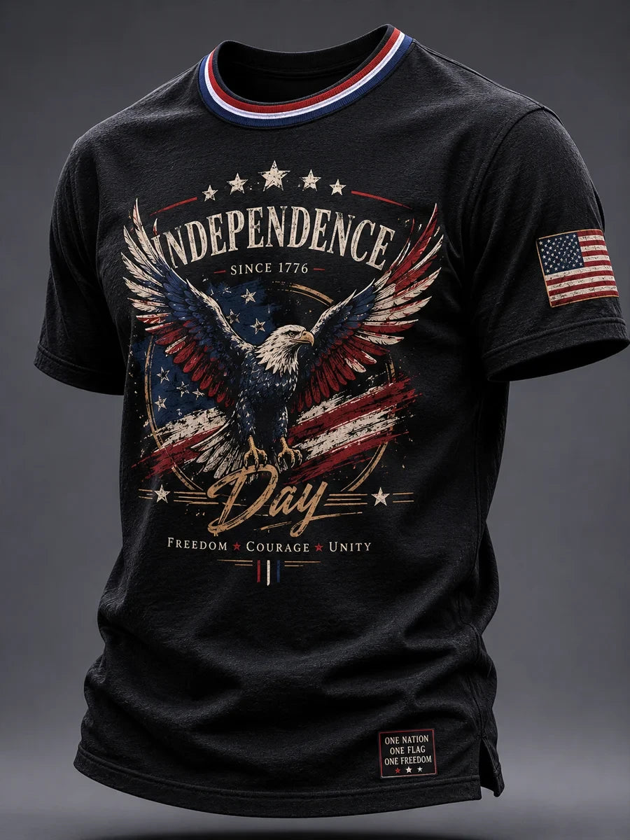 Independence Day American Flag Eagle T-Shirt Freedom Courage Unity Merch USA Patriotic Gift - Merchluma