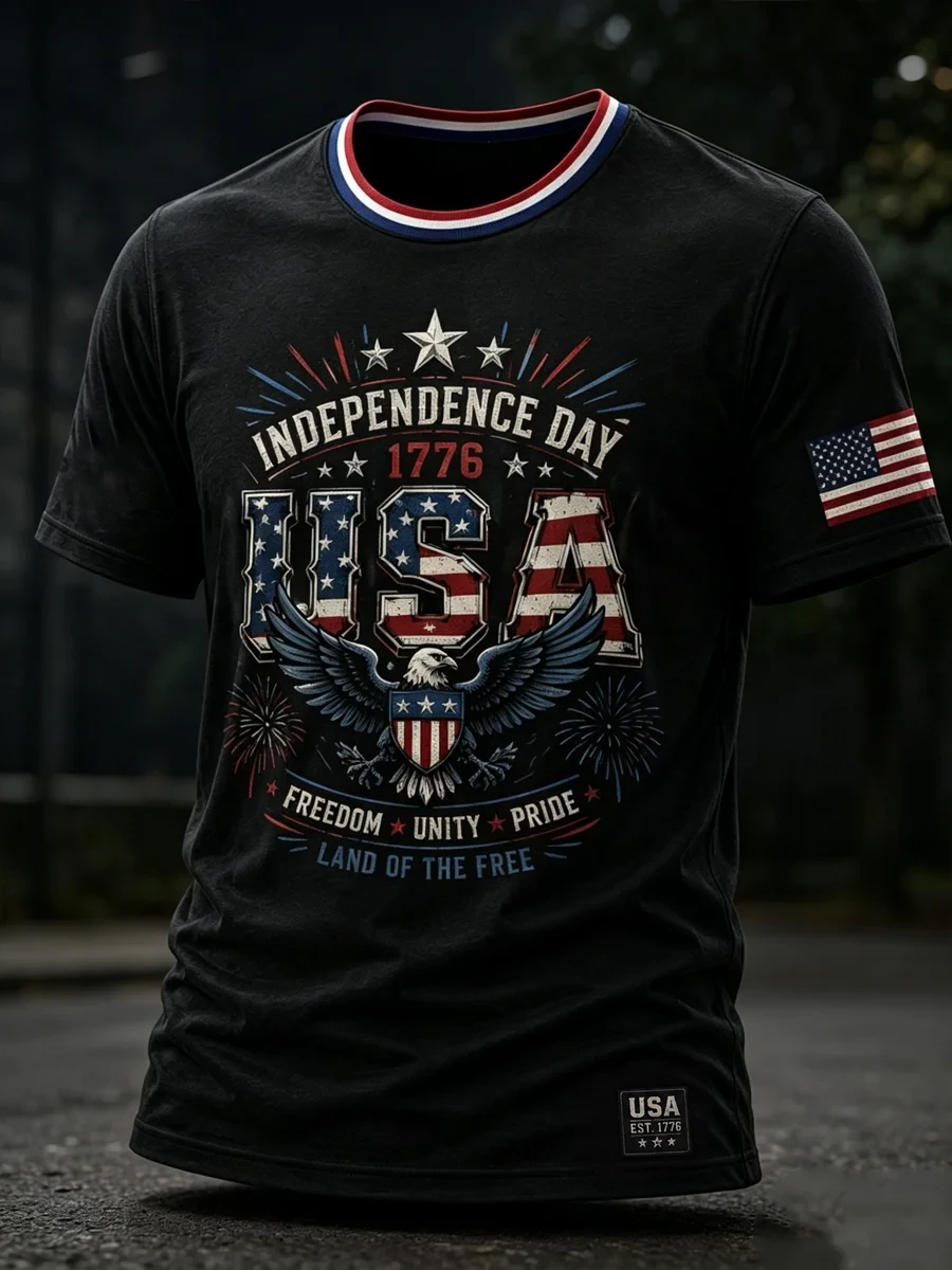 Independence Day American Flag Eagle T-Shirt USA Freedom Unity Pride Merch Patriotic Gift - Merchluma