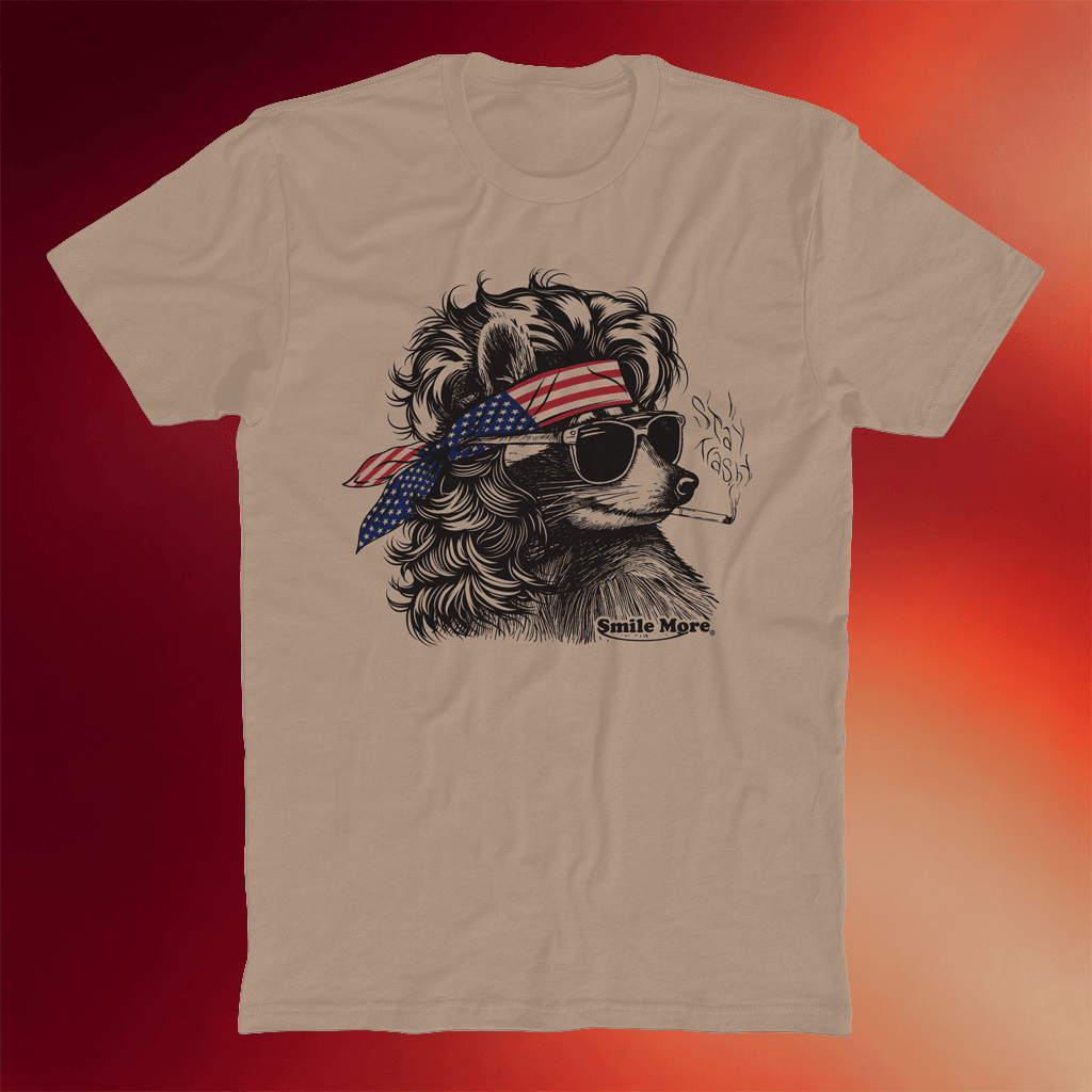 Smile More Merch 2026 Stay Trashy T-Shirt American Flag Shirt Gifts Ideas For Brothers - Merchluma