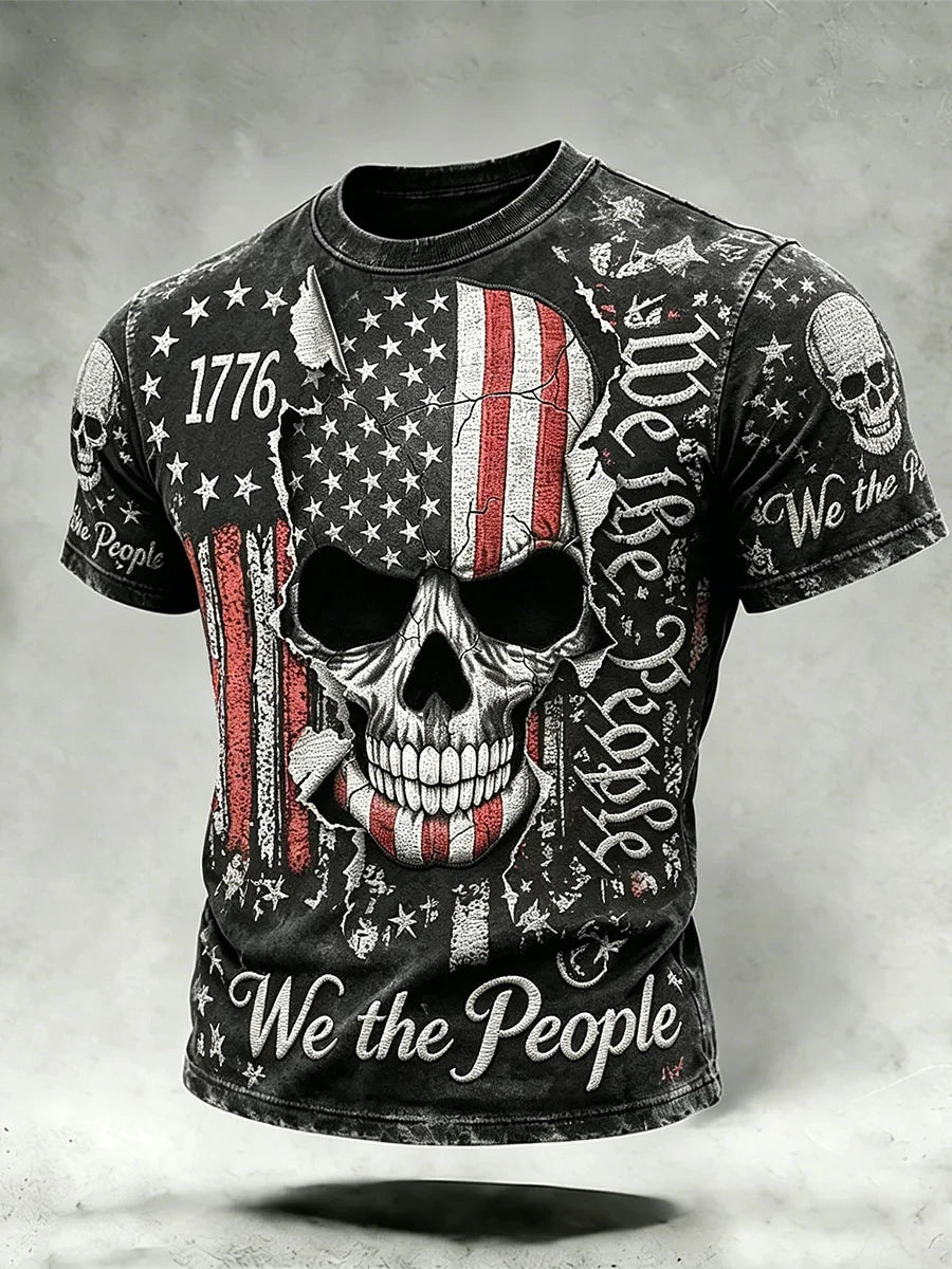 We The People 1776 Skull Flag T-Shirt We The People Merch Proud America Independence Day Gift - Merchluma