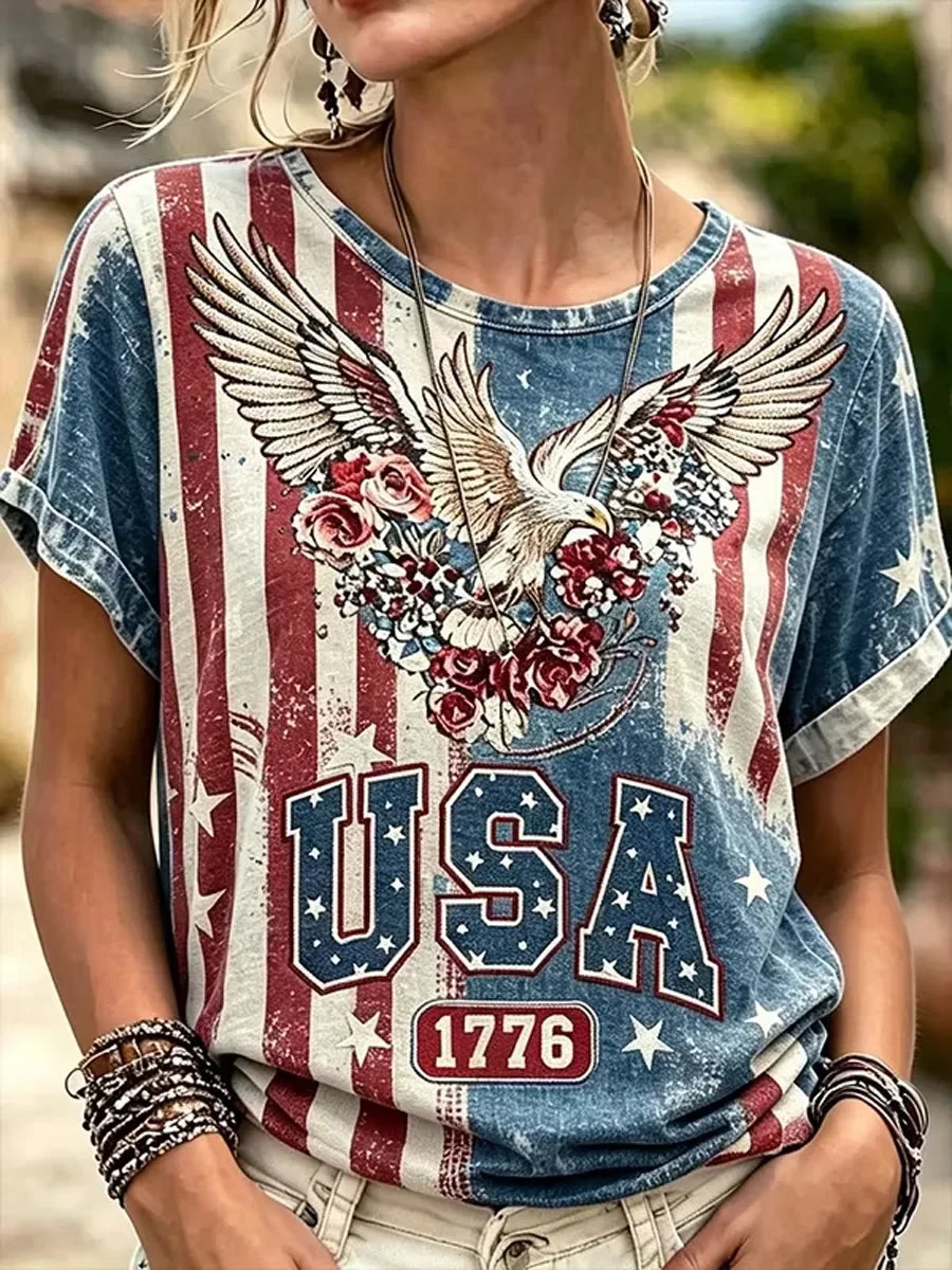 America Patriotic Eagle T-Shirt 1776 2026 Freedom Merch Patriotic Gift For Him - Merchluma