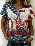Independence Day Cross Wings T-Shirt America Patriotic Eagle Merch Proud Patriotic Gift - Merchluma
