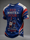 Red White And Pour T-Shirt USA Summer 2026 Merch Proud Independence Day Gift - Merchluma