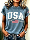USA American Flag T-Shirt 250 Years Of America Merch Patriotic Gift For Women - Merchluma