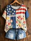USA American Tulip T-Shirt 250 Years Of Freedom Liberty Merch Gift For Patriots - Merchluma