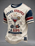 Stars Stripes And Sips T-Shirt Independence Celebration 2026 Merch America Freedom Gift - Merchluma