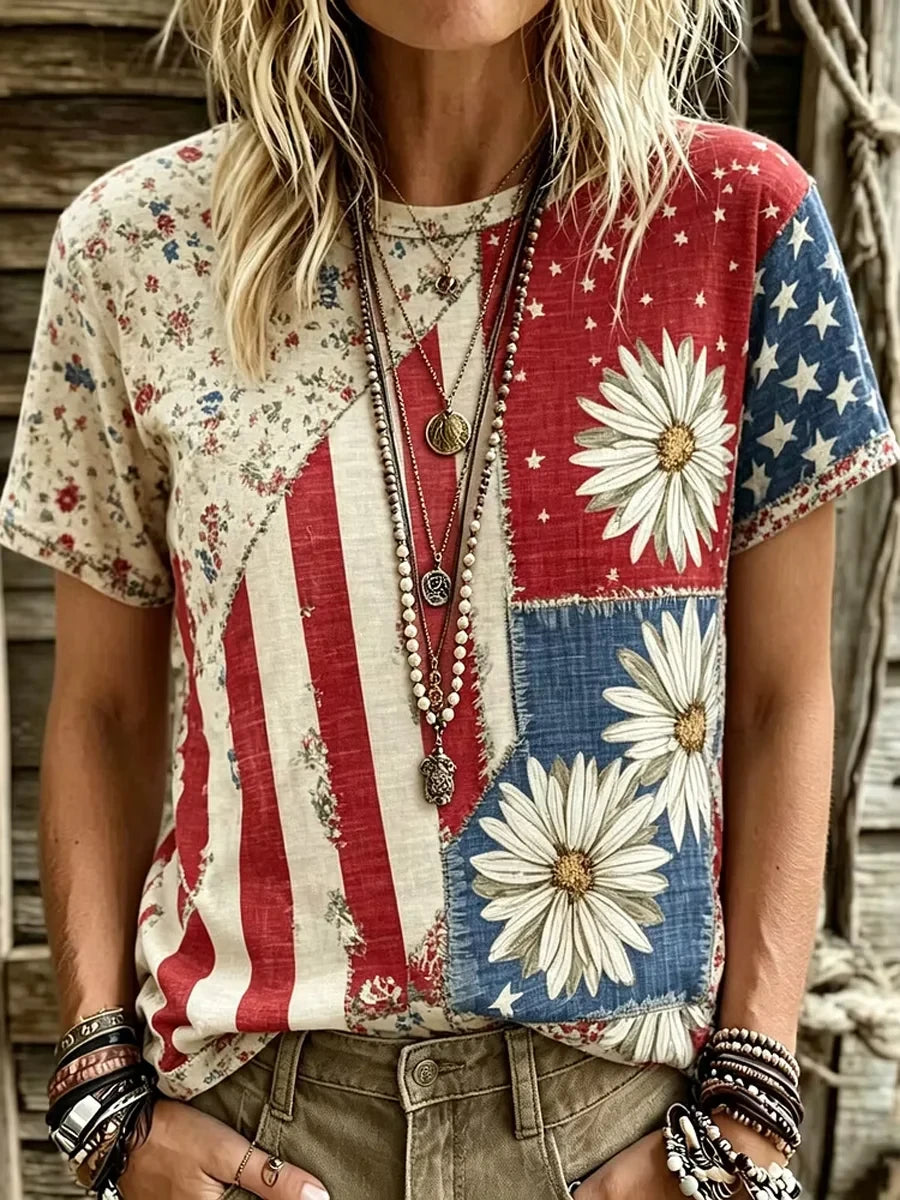 American Flag Heartbeat T-Shirt 4Th Of July Merch United States Patriotic Gift - Merchluma