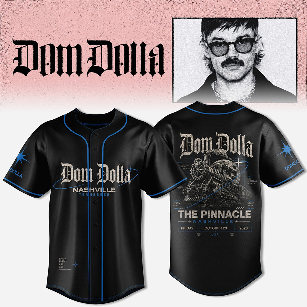 Dom Dolla Merch 2026 Dom Dolla Nashville Tour Baseball Jersey Gifts For Music Lovers - Merchluma