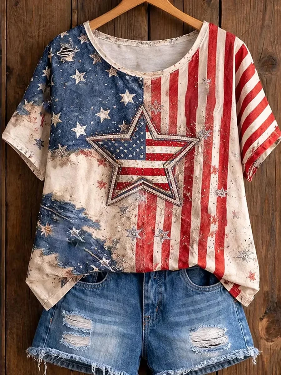 USA American Flag T-Shirt 250 Years Of Freedom Merch Patriotic Gift Ideas For Women - Merchluma