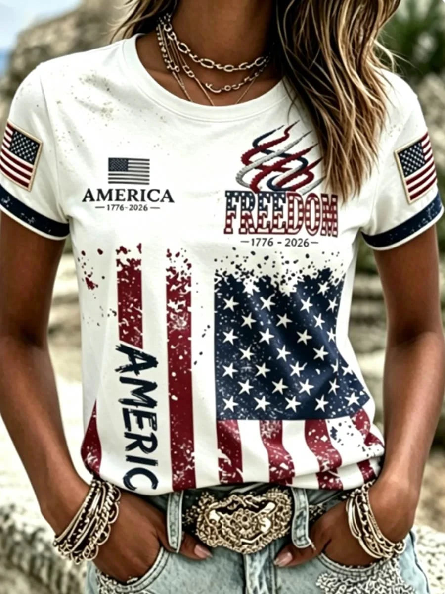America Freedom American Flag T-Shirt 1776 Liberty Merch Patriotic Gift For Mom - Merchluma